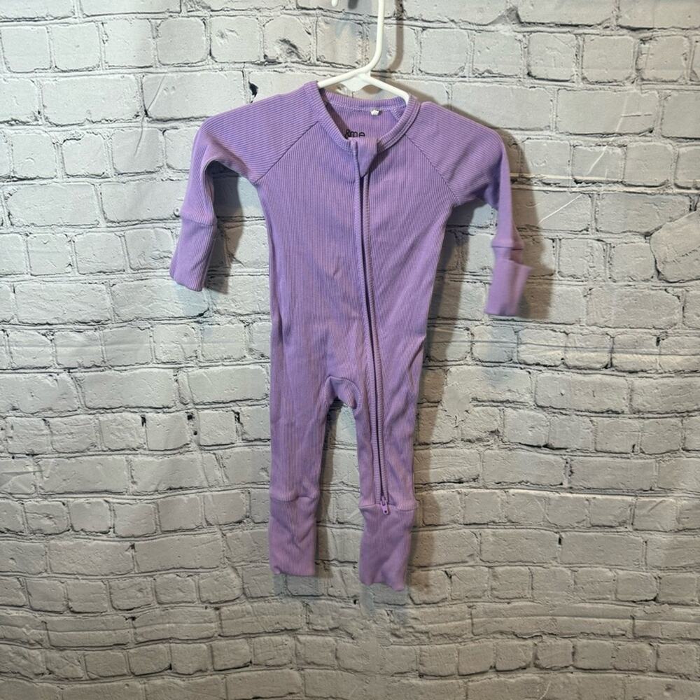 &Me Purple Ribbed Bamboo Zippie Romper